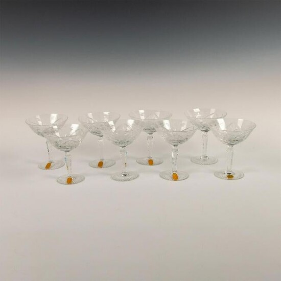 8pc Vintage Crystal Etched Champagne Glasses
