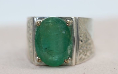 925 Silver - Ring - 6.47 ct Emerald - Certified