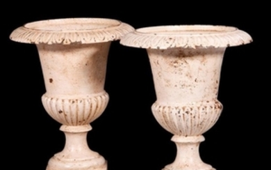 Pair of cast iron vase/capitals.