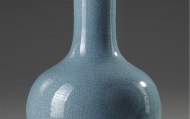 A Chinese blue ground crackle glazed bottle vase