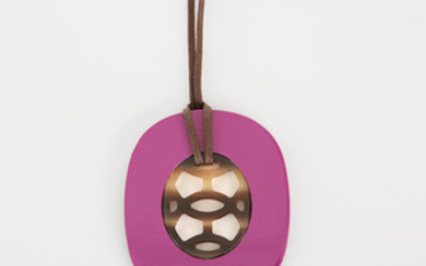 HERMS PARIS Necklet Lift in purple and grey lacquered horn...