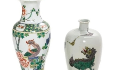 * Two Famille Verte Porcelain Vases