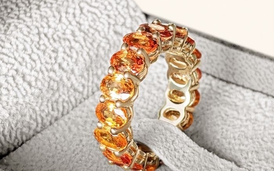 9.54 Carat Magnificent Orange Sapphire Eternity Band - 14 kt. Yellow gold - Ring - 9.54 ct Sapphire - NO RESERVE