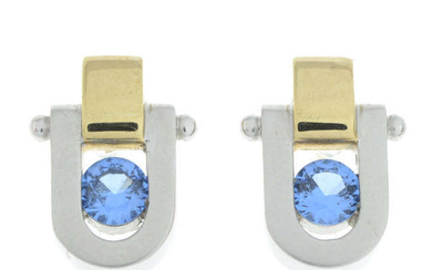 9ct gold blue gem stud earrings