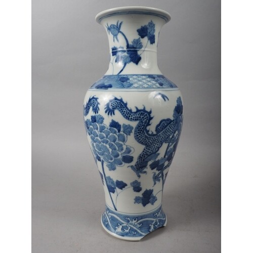 A 19th century Chinese blue and white baluster vase, decorat...
