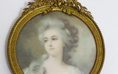 A 20thC portrait miniature print depicting a portrait