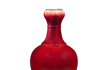 A COPPER RED-GLAZED GARLIC-MOUTH VASE Tongzhi incised six-character mark and...