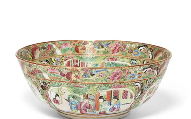 A Chinese 'Canton' famille rose punch bowl, Qing dynasty, 19th century, typically...