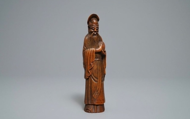 A Chinese carved bamboo figure of Shoulao, Qianlong/Jiaqing...