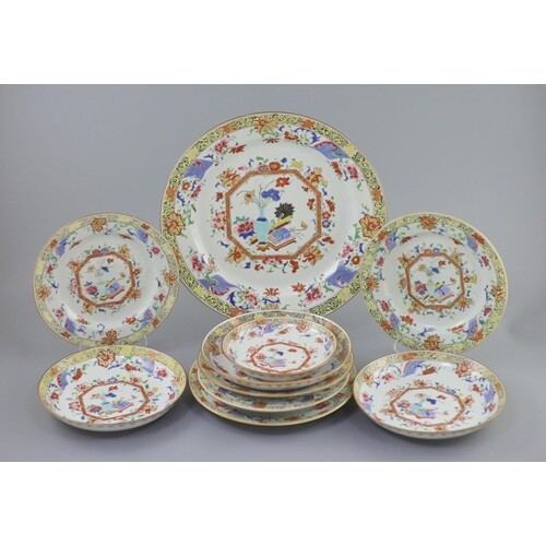 A Chinese famille rose porcelain part dinner service, Qianlo...