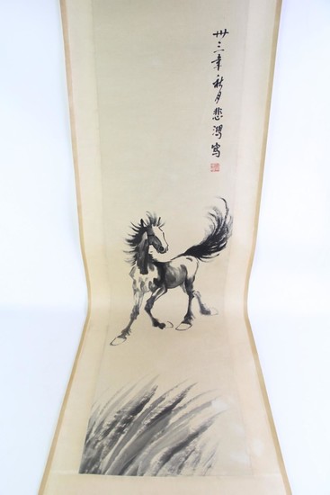 A Chinese scroll featuring a horse (L194cm)