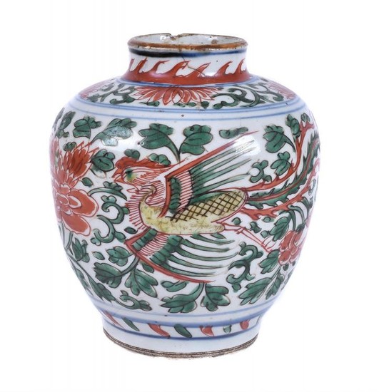 A Chinese wucai 'Phoenix' jar