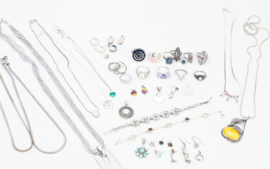 A Collection OF JEWELRY AND JEWELERY, mostly silver.