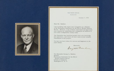 A Dwight D. Eisenhower signed letter as President