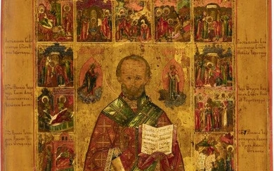 A FINELY PAINTED VITA ICON OF ST. NICHOLAS OF MYRA Russian