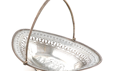 A George III silver swing-handled basket