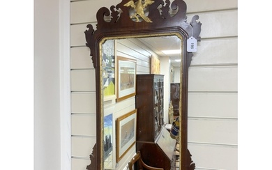 A George III style mahogany fret cut wall mirror, width 47cm...
