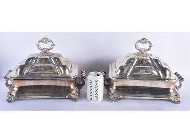 A LARGE PAIR OF LATE 18TH/19TH CENTURY ENGLISH SILVER PLATED...