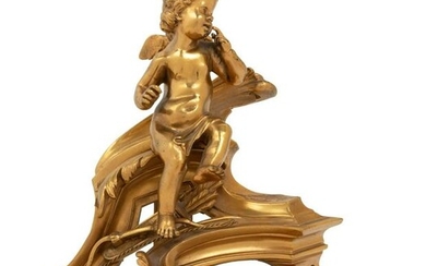 A Louis XV Style Gilt Bronze Chenet, Stamped PCCF