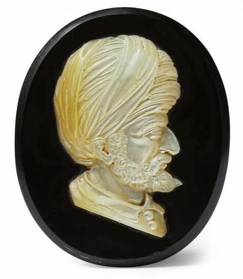 A MOTHER-OF-PEARL CAMEO CARVING OF BARBAROSSA,ITALY