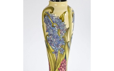 A Moorcroft Hyacinth pattern vase, circa 2012, oviform, tube...