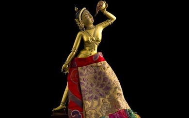 A Nepalese gilt-bronze statue of female deity, 17th/18th century