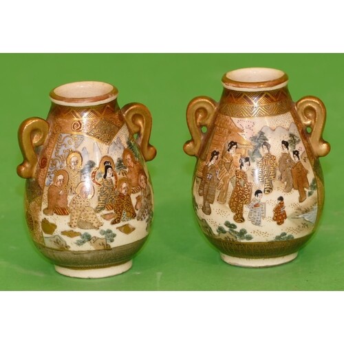 A Pair of Late 19th Early 20th Century Satsuma Small Round B...