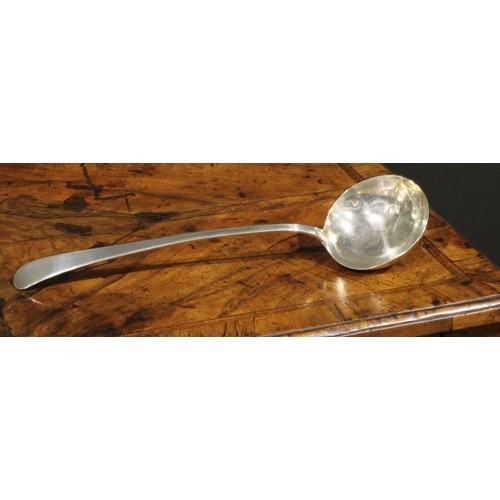 A Portuguese silver soup ladle, 32cm long, monogram maker's ...