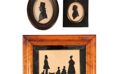 A REVERSE GLASS PAINTED SILHOUETTE 'THE CUNLIFFE FAMILY 1820...
