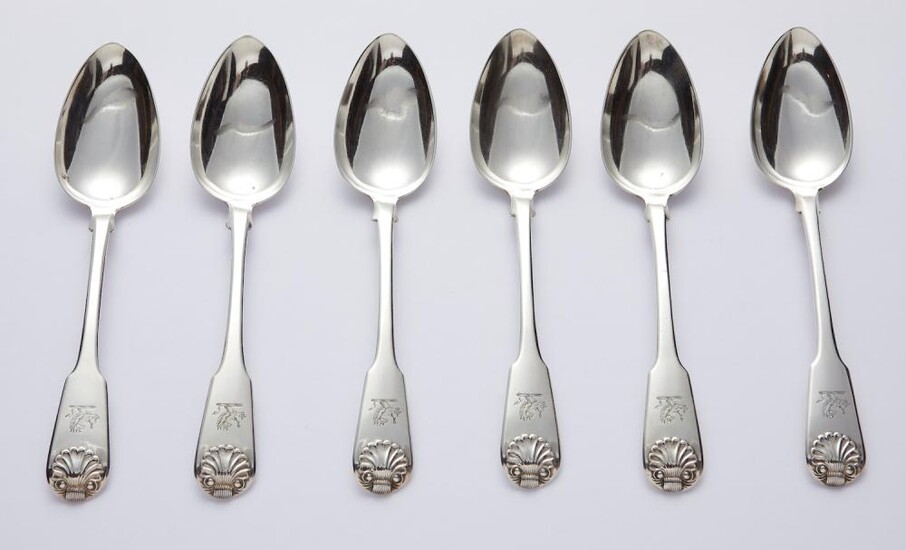 A SET OF SIX GEORGE III STERLING SILVER TABLE SPOONS