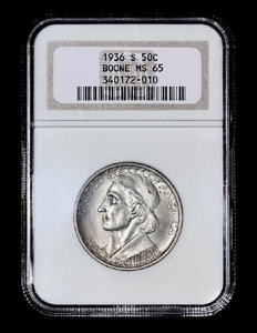 A United States 1936-S Daniel Boone Commemorative 50c Coin