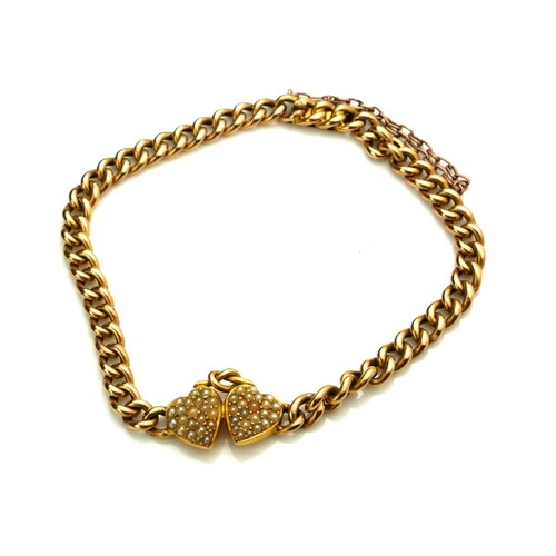 A VICTORIAN 15CT GOLD AND SEED PEARL BRACELET The uniform pi...