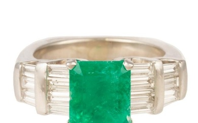 A Very Fine Emerald & Diamond Ring in 14K