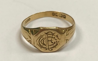 A Victorian 18 carat gold signet ring bearing the...