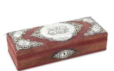 A Victorian silver-mounted red velvet box Henry Matthews, Birmingham 1897