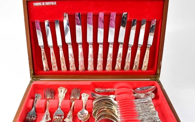 A Viners silver-plated Kings pattern six setting cutlery service.Condition Report...