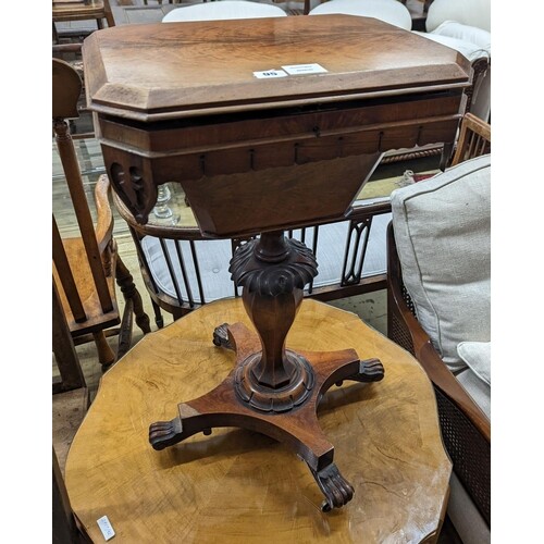 A William IV mahogany work table, width 44cm, depth 34cm, he...
