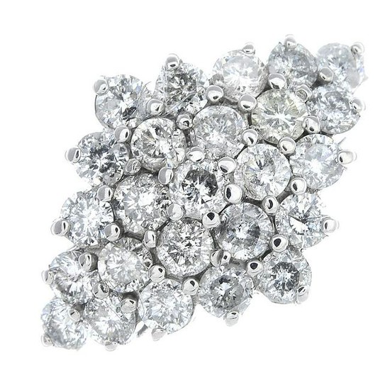 A brilliant-cut diamond dress ring.Estimated total