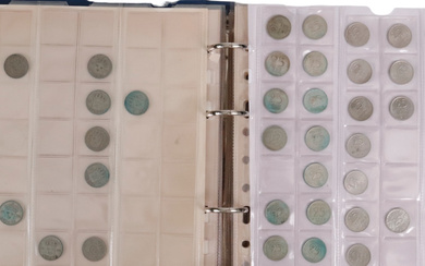 A coin album, silver coins and banknotes, Sweden, 20th century.