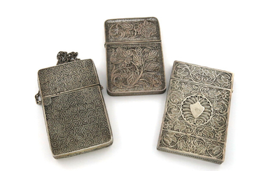 A collection of three 19th century silver filigree card cases