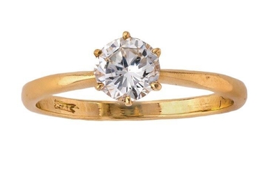 A diamond single stone ring, claw set with a brilliant-cut diamond, ring size N