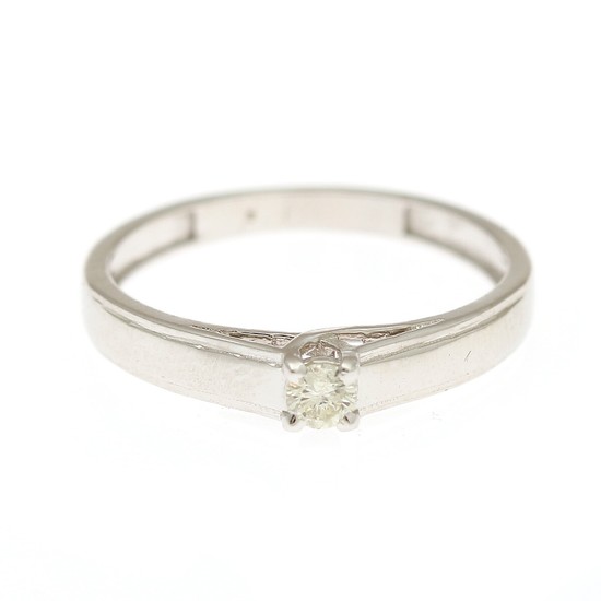 A diamond solitaire ring set with a brilliant-cut diamond, app. 0.10 ct., mounted in 14k white gold. Size 52.