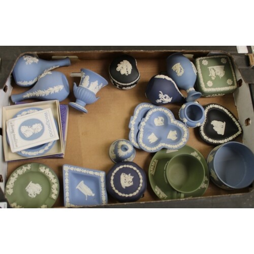 A good collection of Wedgwood jasperware items: cup and sauc...