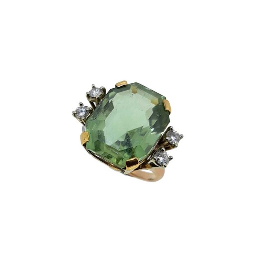 A green beryl and diamond cocktail ring