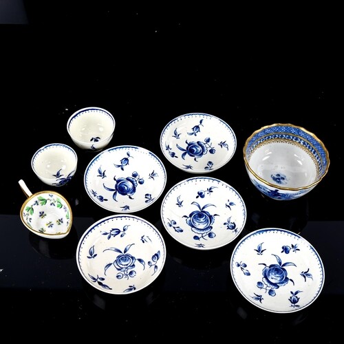 A group of 18th century blue and white dishes, tea bowls etc...
