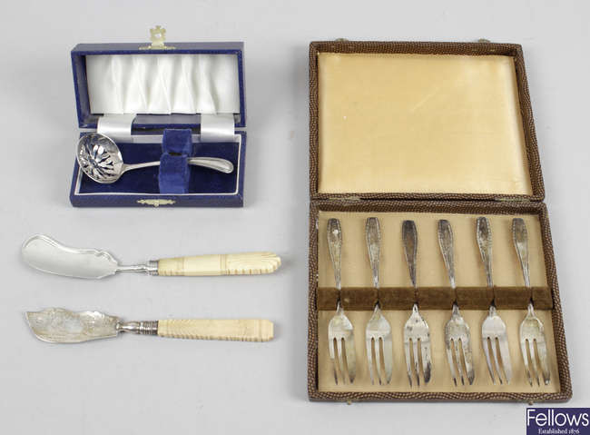 A group of assorted silver and plated items, to include