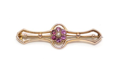 A lovely antique Edwardian 9ct rose gold, pearl and pink...