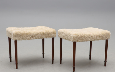 A pair of Swedish modern stools, mid 20th century.