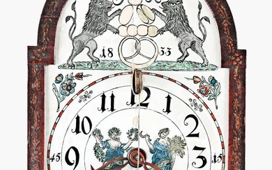 A rare German musical hanging clock chiming on nine glass bells