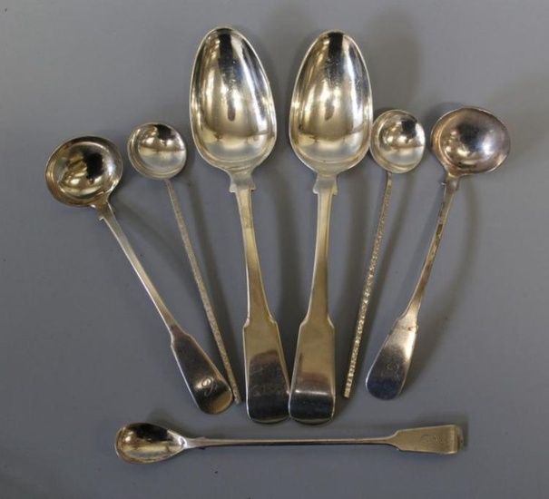 A selection of Scottish sterling silver flatware, featuring a pair...